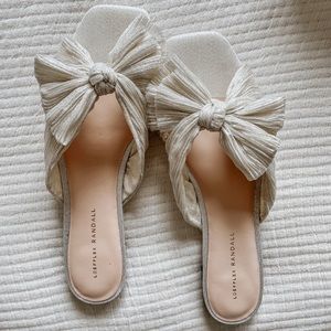 Daphne Pleated Shimmer Bow Slide // BRAND NEW